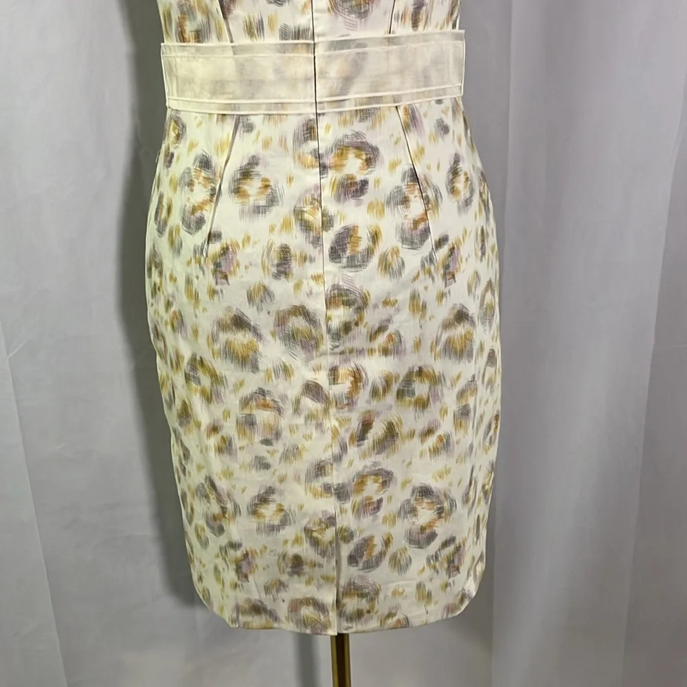 NWT Ann Taylor Ivory Colorful Printed Linen Blend Sleeveless Sheath Dress